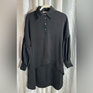 Patrizia Luca Black Billowing Sleeve Waterfall Blouse